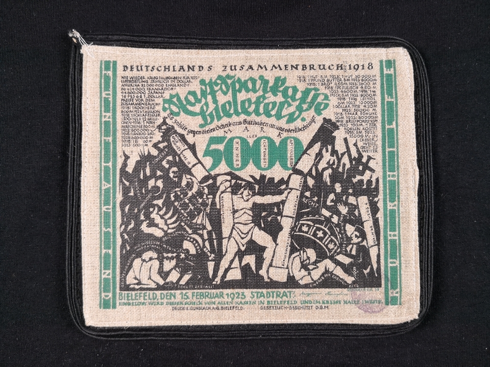 Bielefeld 1918 5000 mark jute green with black border