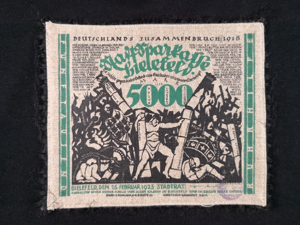 Bielefeld 1918 5000 mark jute green black gold border