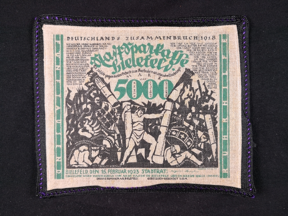 Bielefeld 1918 5000 mark jute green with black purple border