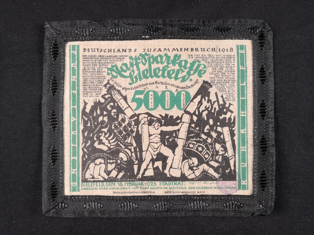 Bielefeld 1918 5000 mark jute green with thick black border