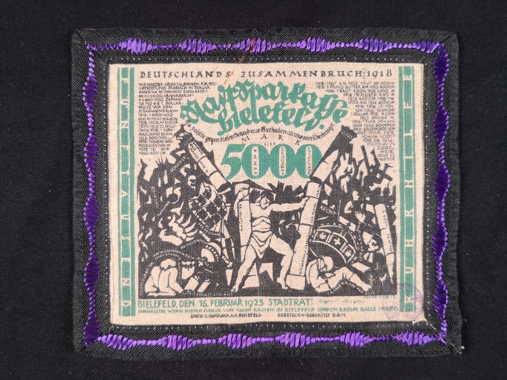 Bielefeld 1918 5000 mark jute green with thick black purple border
