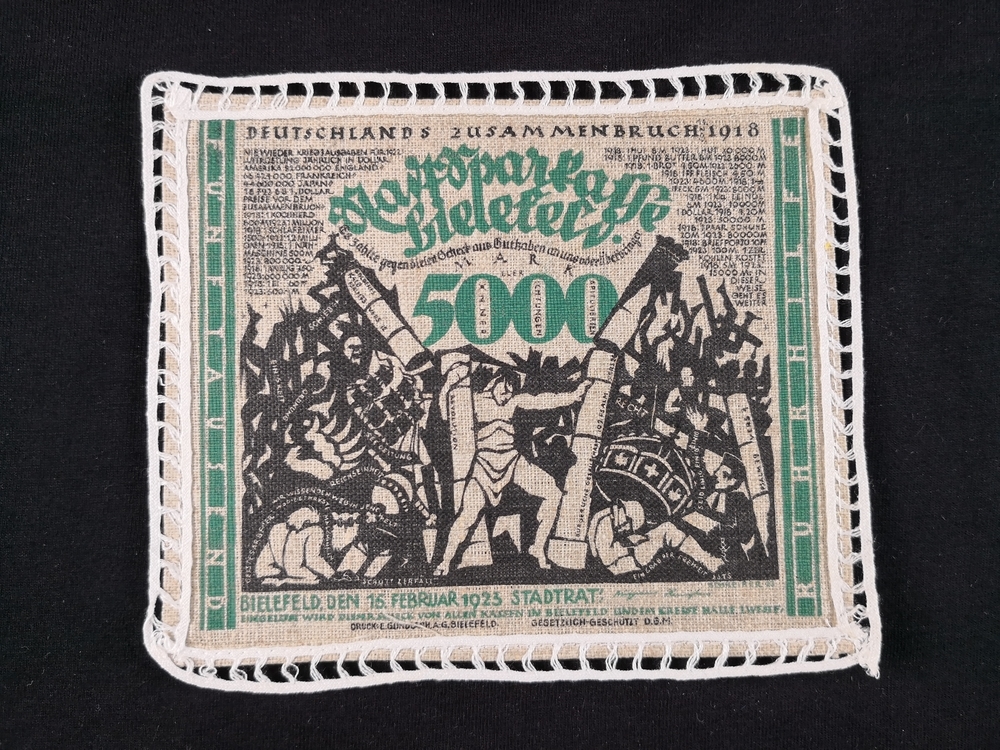 Bielefeld 1918 5000 mark jute green with white border