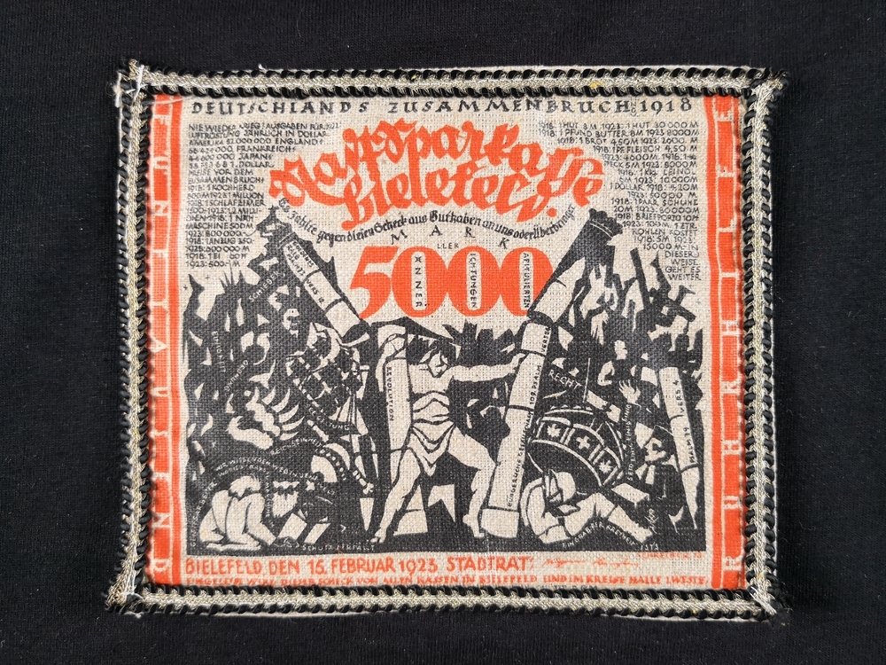 Bielefeld 1918 5000 mark jute with braid finished border